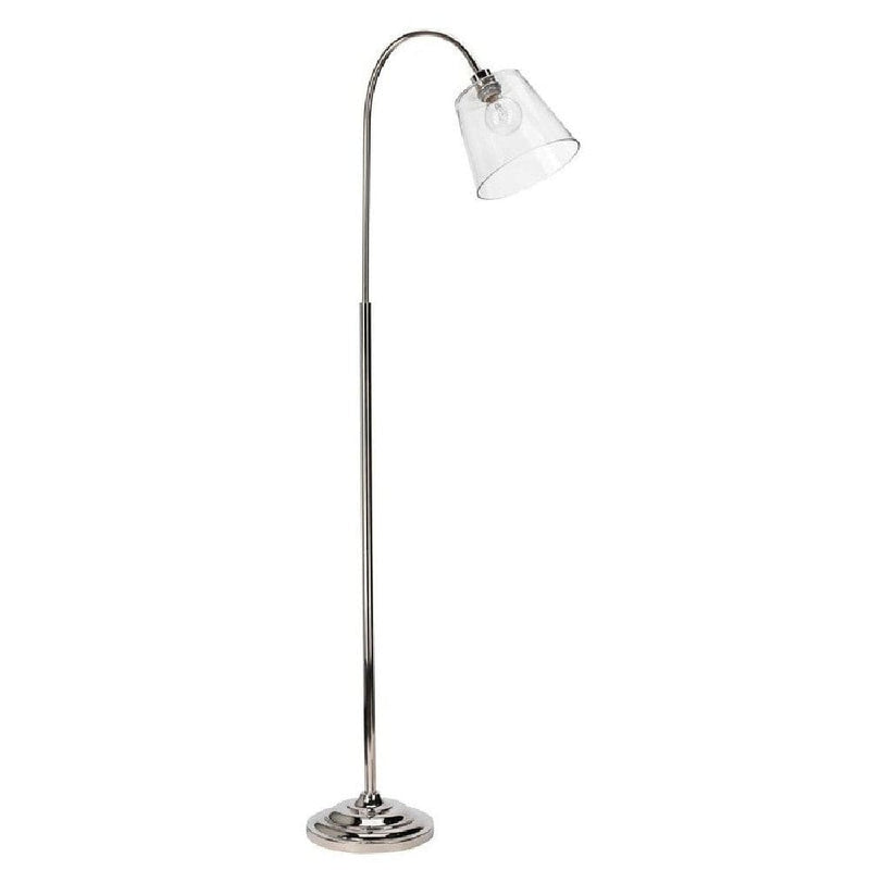 69 Inch Metal Floor Lamp With Clear Cone Glass Shade Silver-zoom-