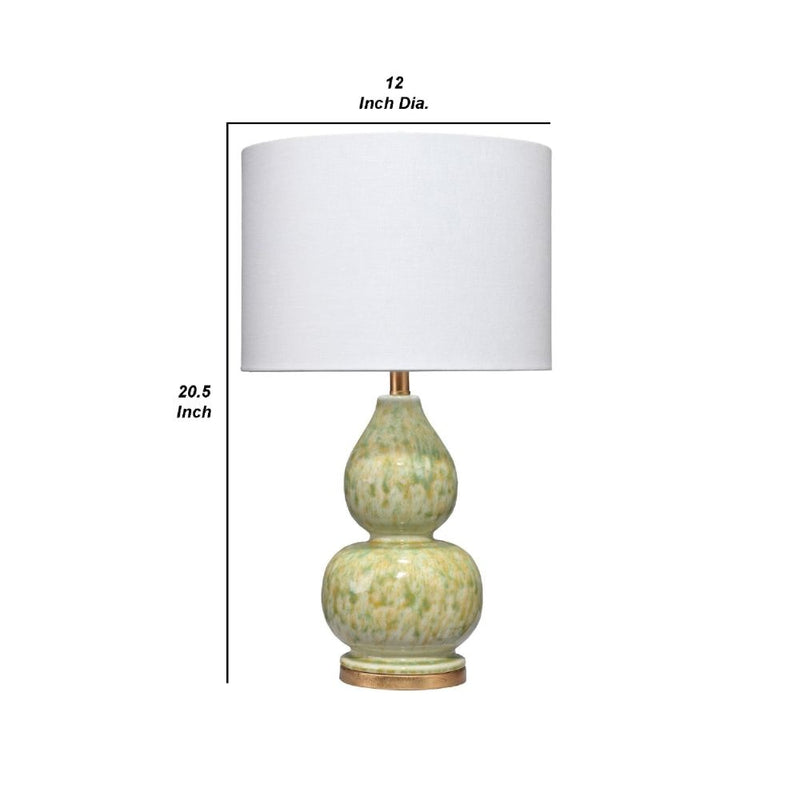 20 Inch Ceramic Table Lamp with Curved Tie Dye Design Green-zoom-