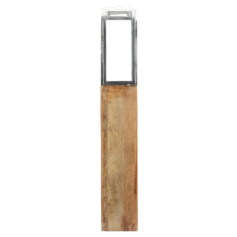 50 Inch Wood Floor Lantern With Glass Frame Natural Brown-zoom-