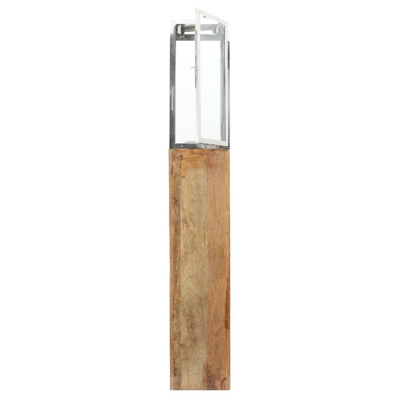 50 Inch Wood Floor Lantern With Glass Frame Natural Brown-zoom-