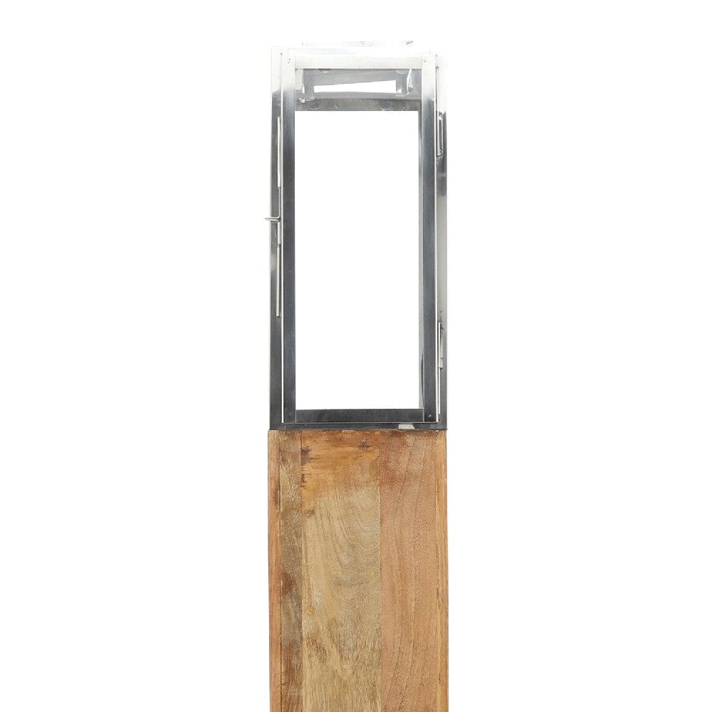 50 Inch Wood Floor Lantern With Glass Frame Natural Brown-zoom-3