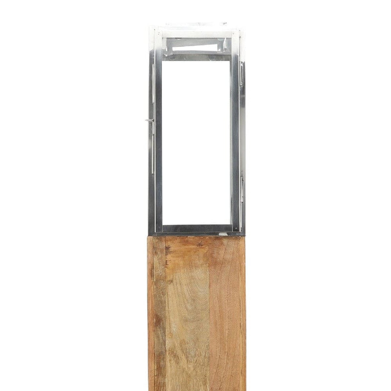 50 Inch Wood Floor Lantern With Glass Frame Natural Brown-zoom-