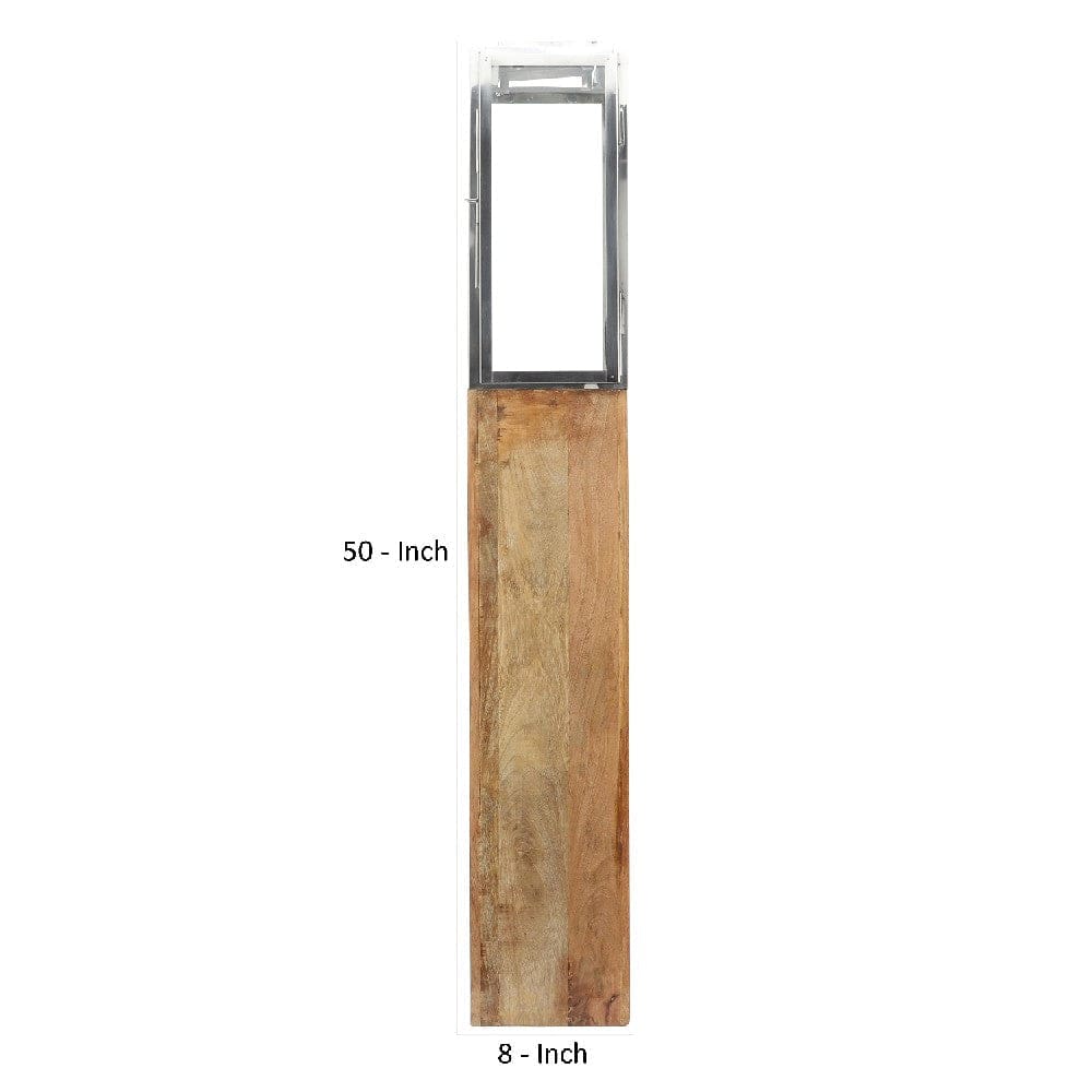 50 Inch Wood Floor Lantern With Glass Frame Natural Brown-zoom-5