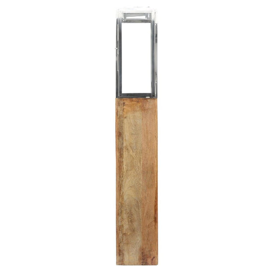 50 Inch Wood Floor Lantern With Glass Frame Natural Brown
