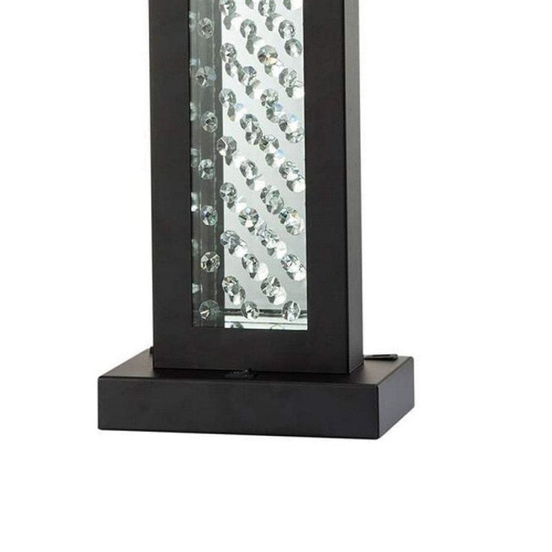 Fred 27 Inch Metal Table Lamp Glass Panel Rectangular Shade Black-zoom-