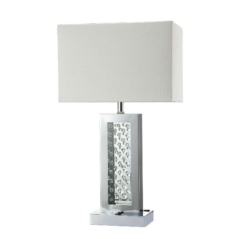 Fred 27 Inch Metal Table Lamp Glass Panel Rectangular Shade White-zoom-