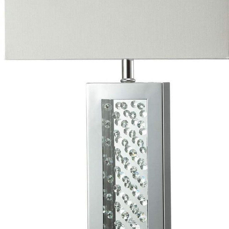 Fred 27 Inch Metal Table Lamp Glass Panel Rectangular Shade White-zoom-