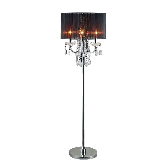 Bob 63 Inch Floor Lamp Pleated Shade Crystal Droplets Black