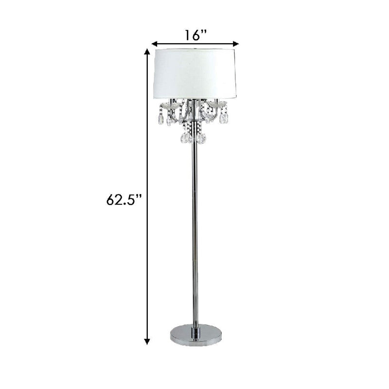 Bob 63 Inch Floor Lamp Pleated Shade Crystal Droplets White-zoom-