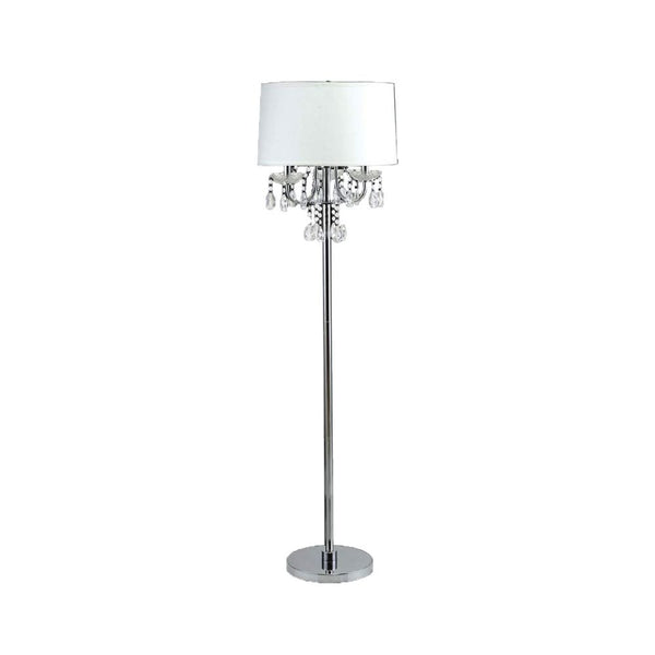 Bob 63 Inch Floor Lamp Pleated Shade Crystal Droplets White