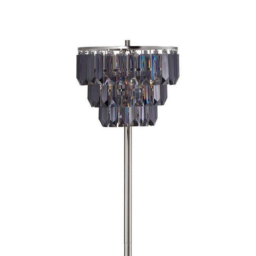 Gene 61 Inch Floor Lamp 3 Layered Crystal Shade Black-zoom-2