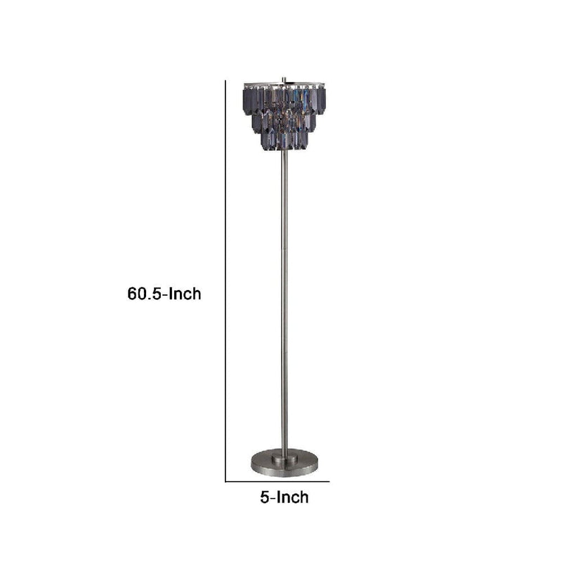 Gene 61 Inch Floor Lamp 3 Layered Crystal Shade Black-zoom-