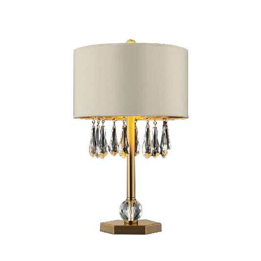 Earl 29 Inch Table Lamp Ivory Shade Crystal Droplets Gold