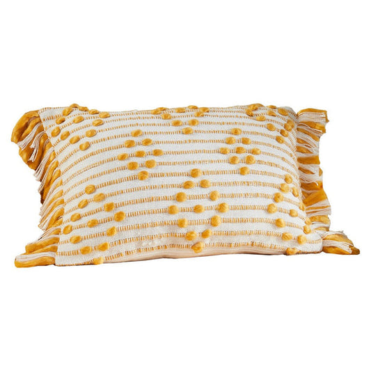 18 Inch Decorative Accent Throw Pillow Cover Embroidered White Yellow