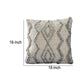 18 Inch Decorative Throw Pillow Cover Blue Beaded Diamond Design Beige