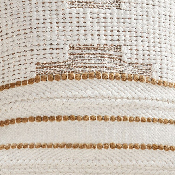 18 Inch Decorative Throw Pillow Cover Brown Textured Design White Fabric-zoom-