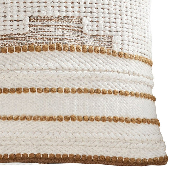 18 Inch Decorative Throw Pillow Cover Brown Textured Design White Fabric-zoom-