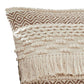 18 Inch Decorative Throw Pillow Cover Fringes Braids Beige Fabric