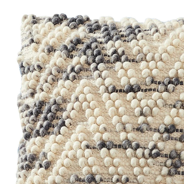 18 Inch Decorative Throw Pillow Cover Beaded Chevron Cream Fabric-zoom-2