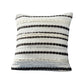 18 Inch Decorative Throw Pillow Cover Black Lined Beading Gray Fabric