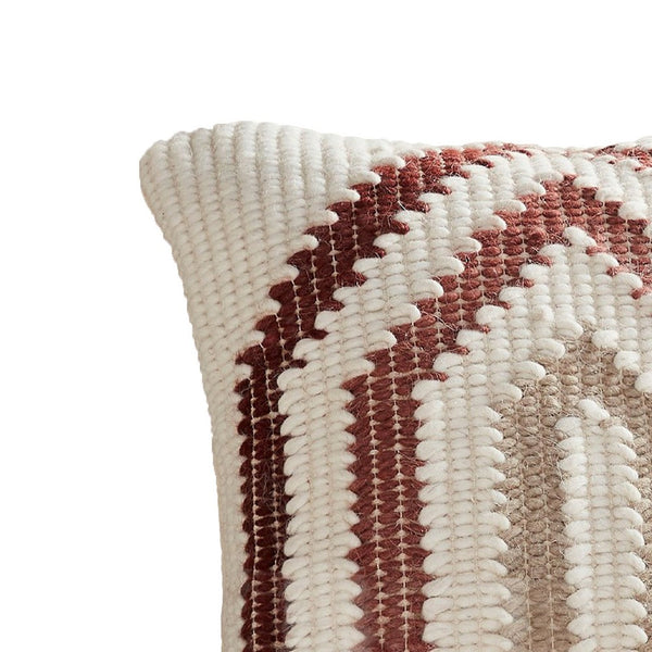 18 Inch Decorative Throw Pillow Cover Knitted Geometric Pattern White-zoom-2