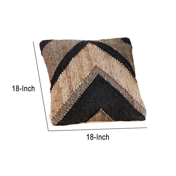 18 Inch Decorative Throw Pillow Cover Textured Chevron Black Brown-zoom-