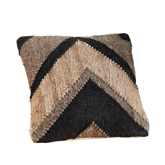 18 Inch Decorative Throw Pillow Cover Textured Chevron Black Brown