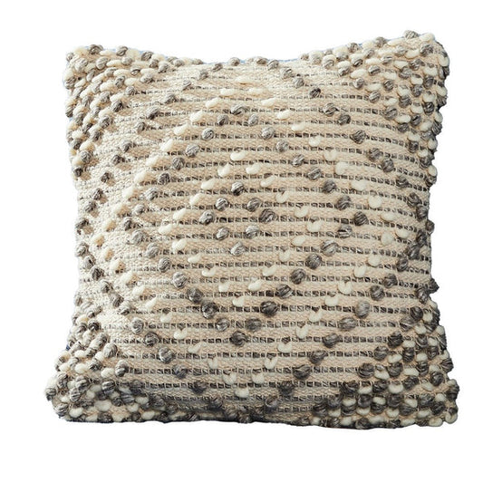 18 Inch Decorative Throw Pillow Cover Textured Diamonds Gray Beige