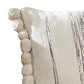 18 Inch Decorative Throw Pillow Cover Textured Pom Pom Edges Cream