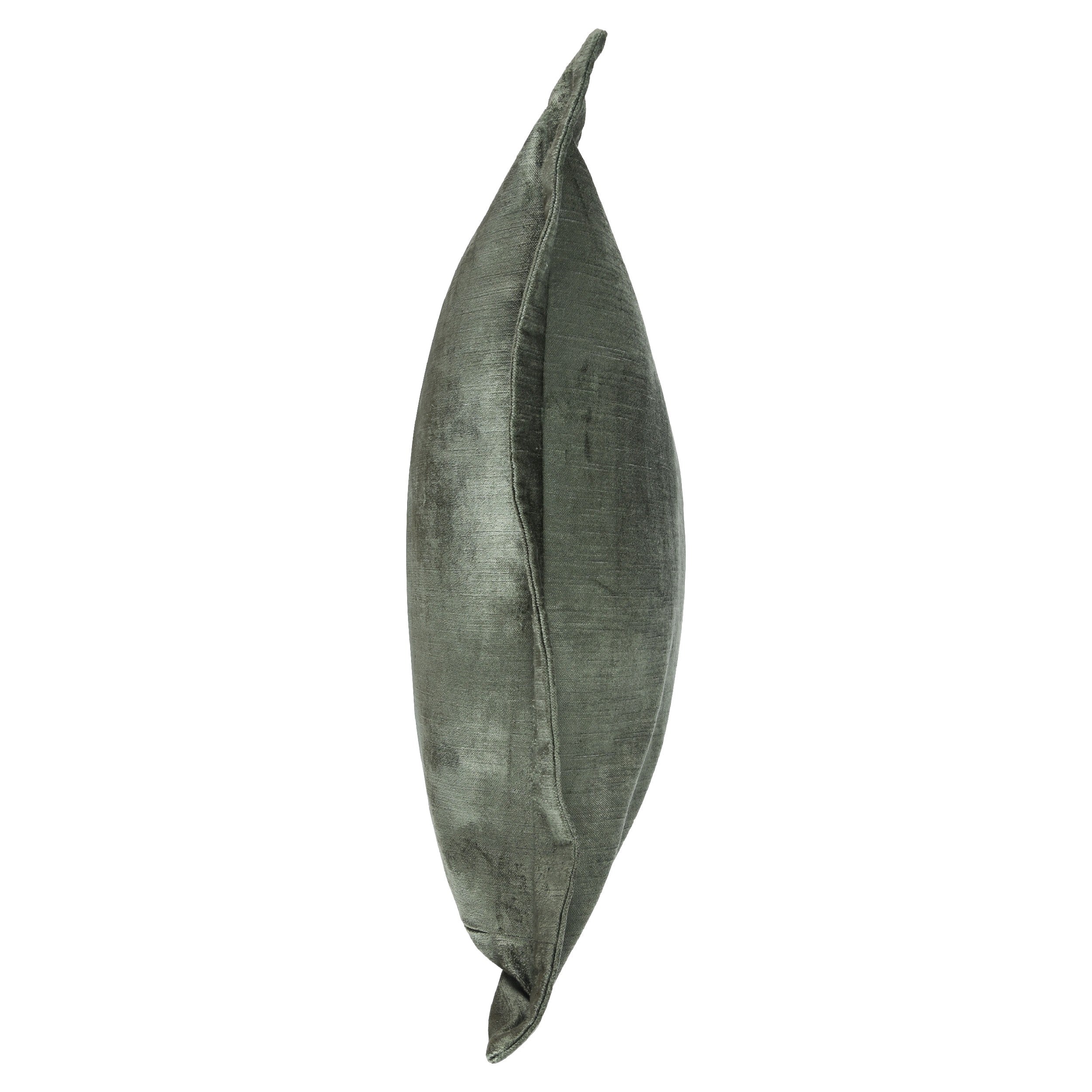 Brad 22 Inch Square Velvet Decorative Throw Pillow Flanged Finish Green