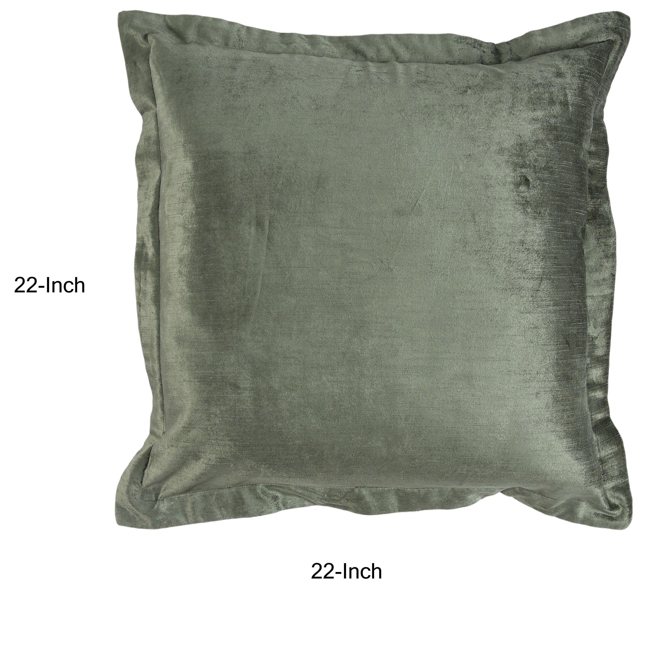 Brad 22 Inch Square Velvet Decorative Throw Pillow Flanged Finish Green-zoom-5