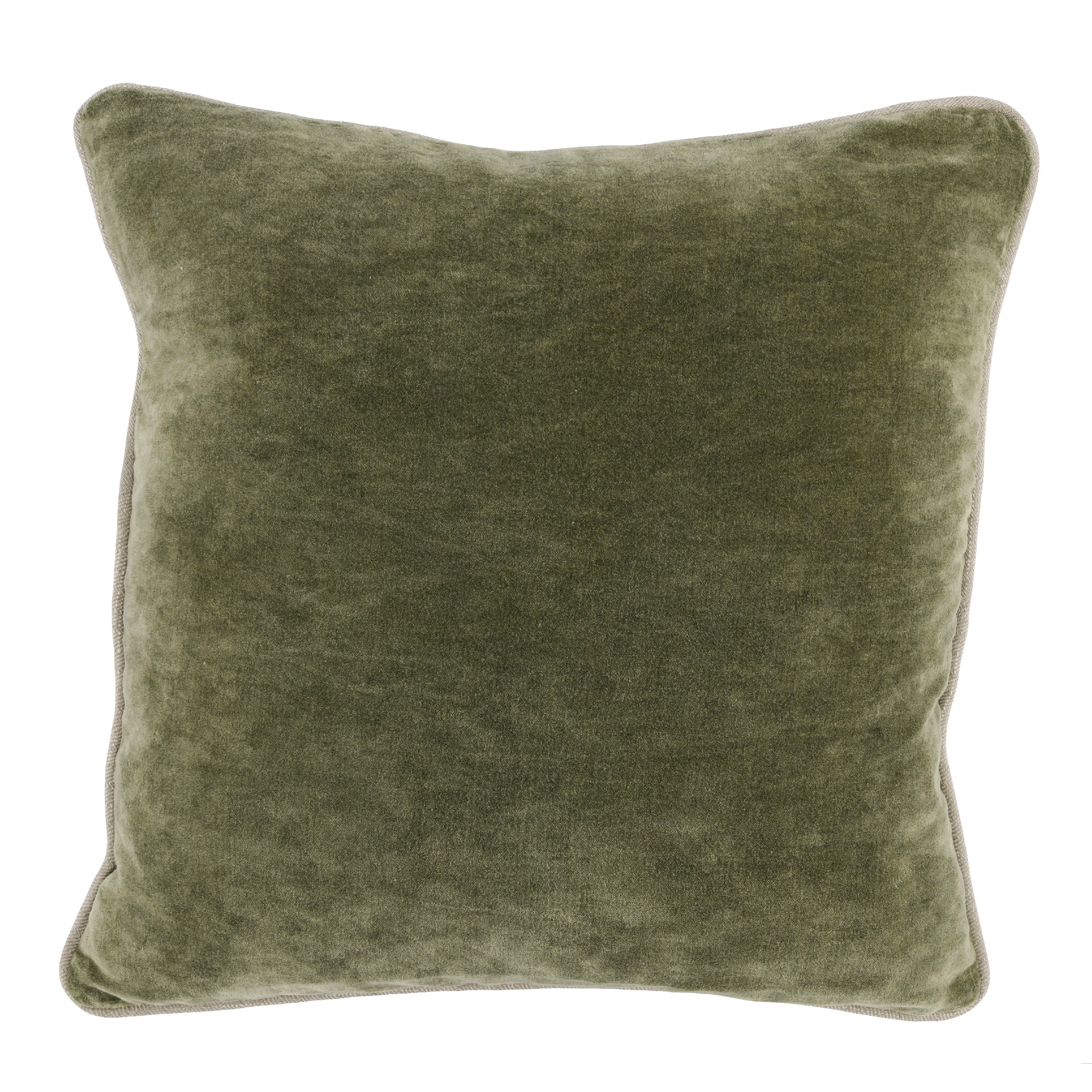 Hillary 18 Inch Square Velvet Decorative Throw Pillow Welt Cord Green
