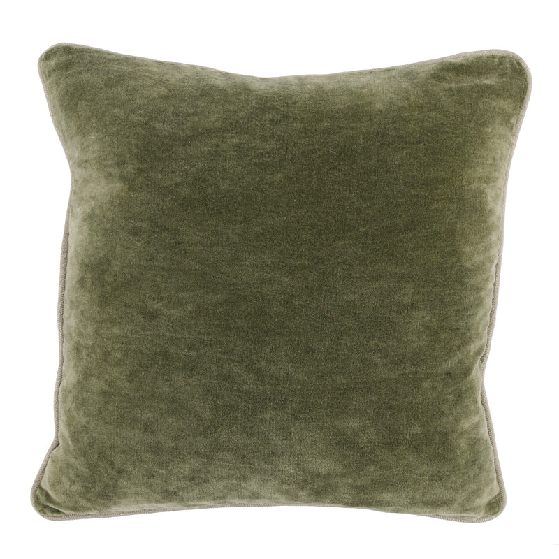 Hillary 18 Inch Square Velvet Decorative Throw Pillow Welt Cord Green-zoom-