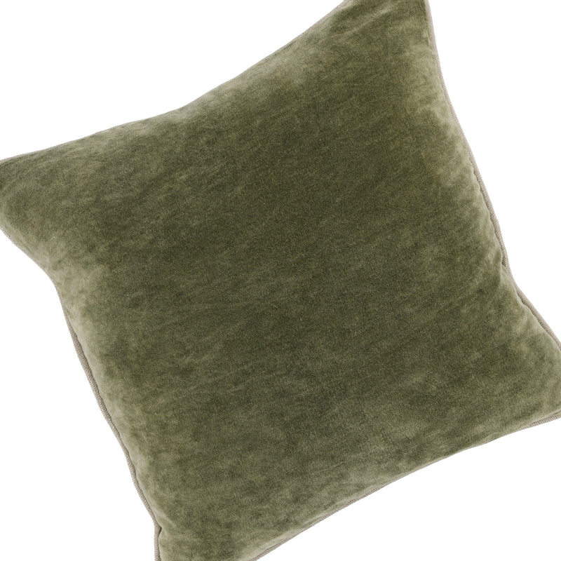 Hillary 18 Inch Square Velvet Decorative Throw Pillow Welt Cord Green-zoom-