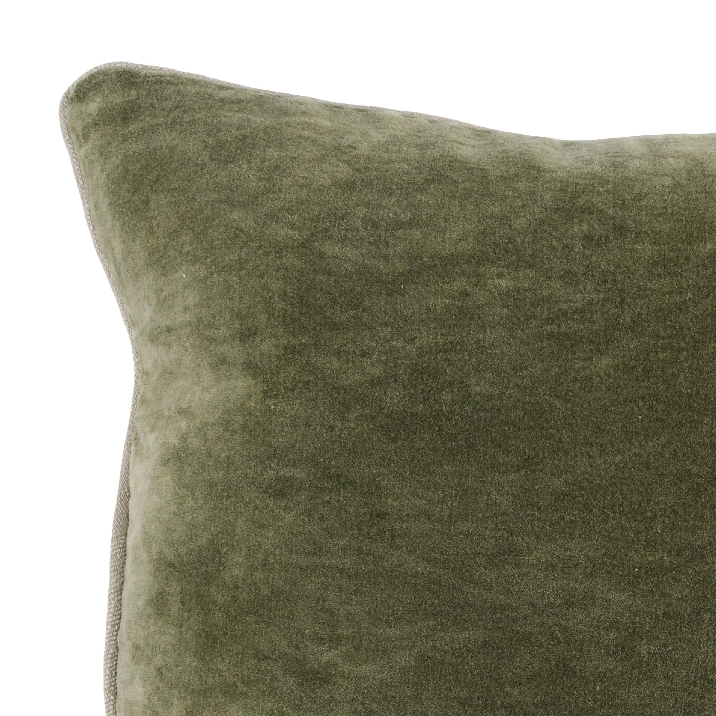 Hillary 18 Inch Square Velvet Decorative Throw Pillow Welt Cord Green-zoom-3
