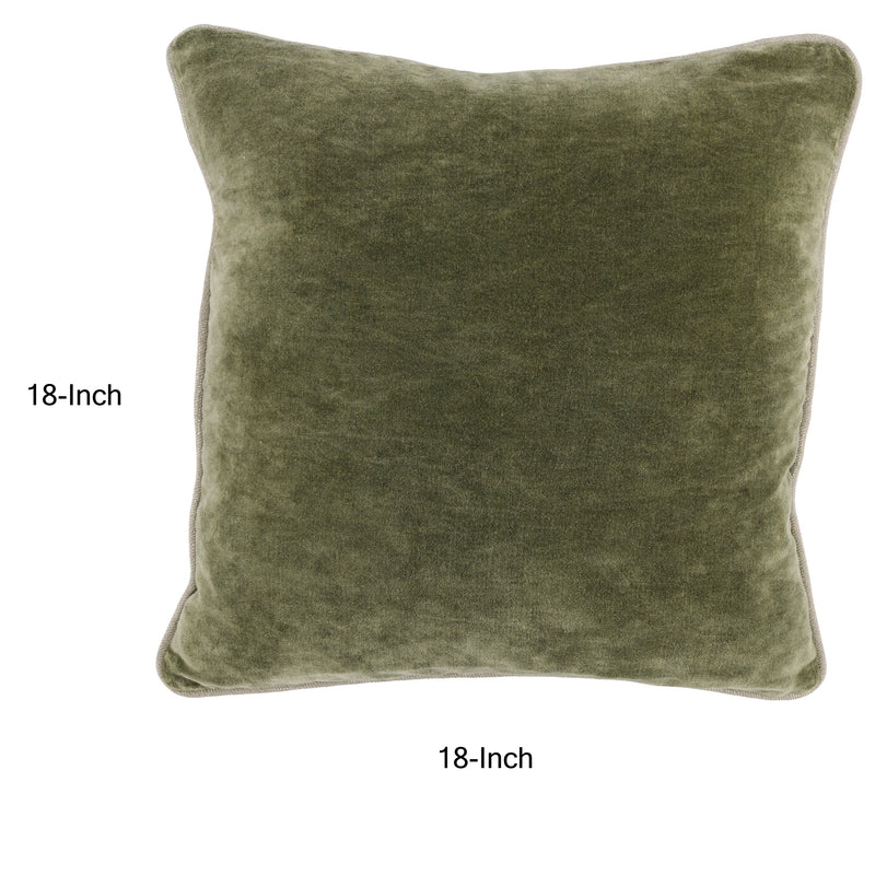Hillary 18 Inch Square Velvet Decorative Throw Pillow Welt Cord Green-zoom-