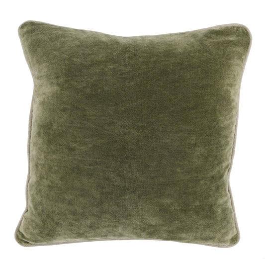 Hillary 18 Inch Square Velvet Decorative Throw Pillow Welt Cord Green