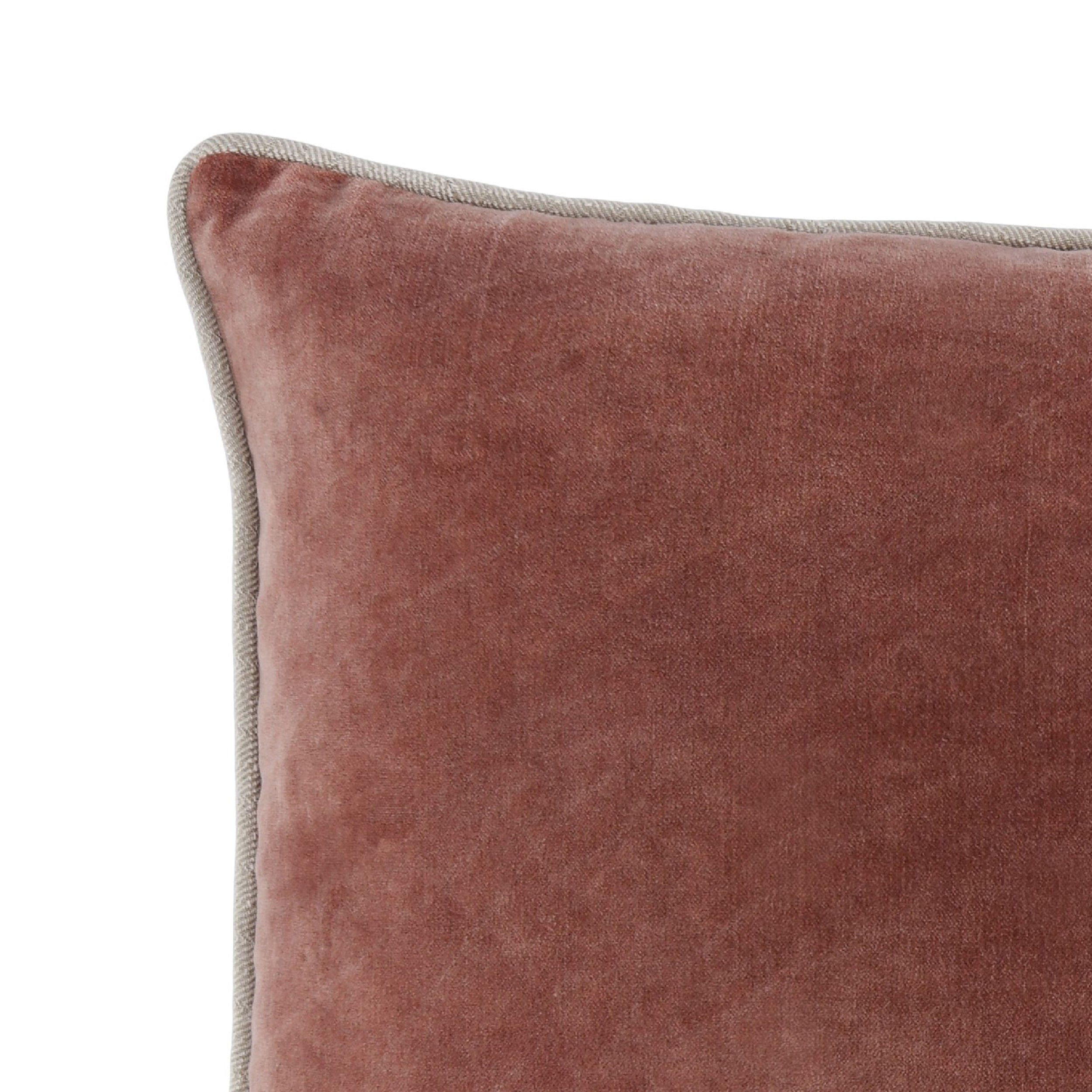 Hillary 20 Inch Velvet Welt Decorative Lumbar Throw Pillow Auburn Red-zoom-3