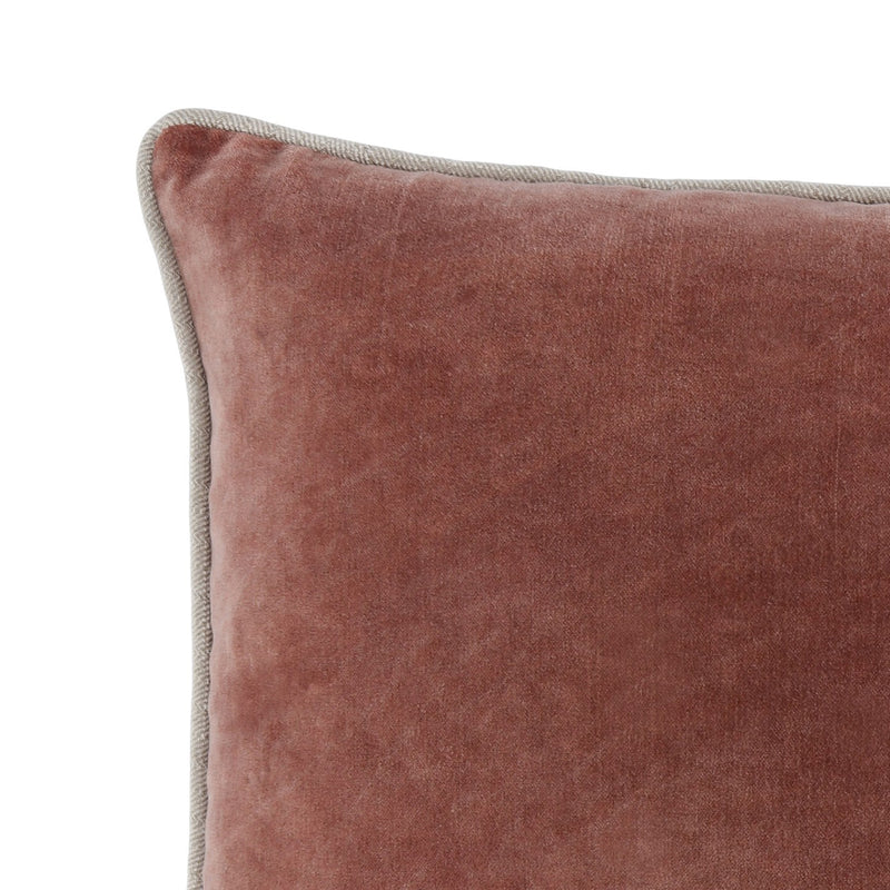 Hillary 20 Inch Velvet Welt Decorative Lumbar Throw Pillow Auburn Red-zoom-