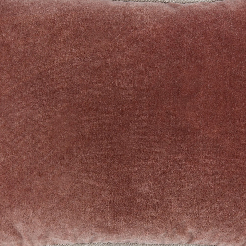 Hillary 20 Inch Velvet Welt Decorative Lumbar Throw Pillow Auburn Red-zoom-