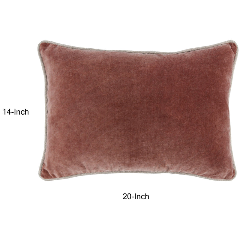 Hillary 20 Inch Velvet Welt Decorative Lumbar Throw Pillow Auburn Red-zoom-