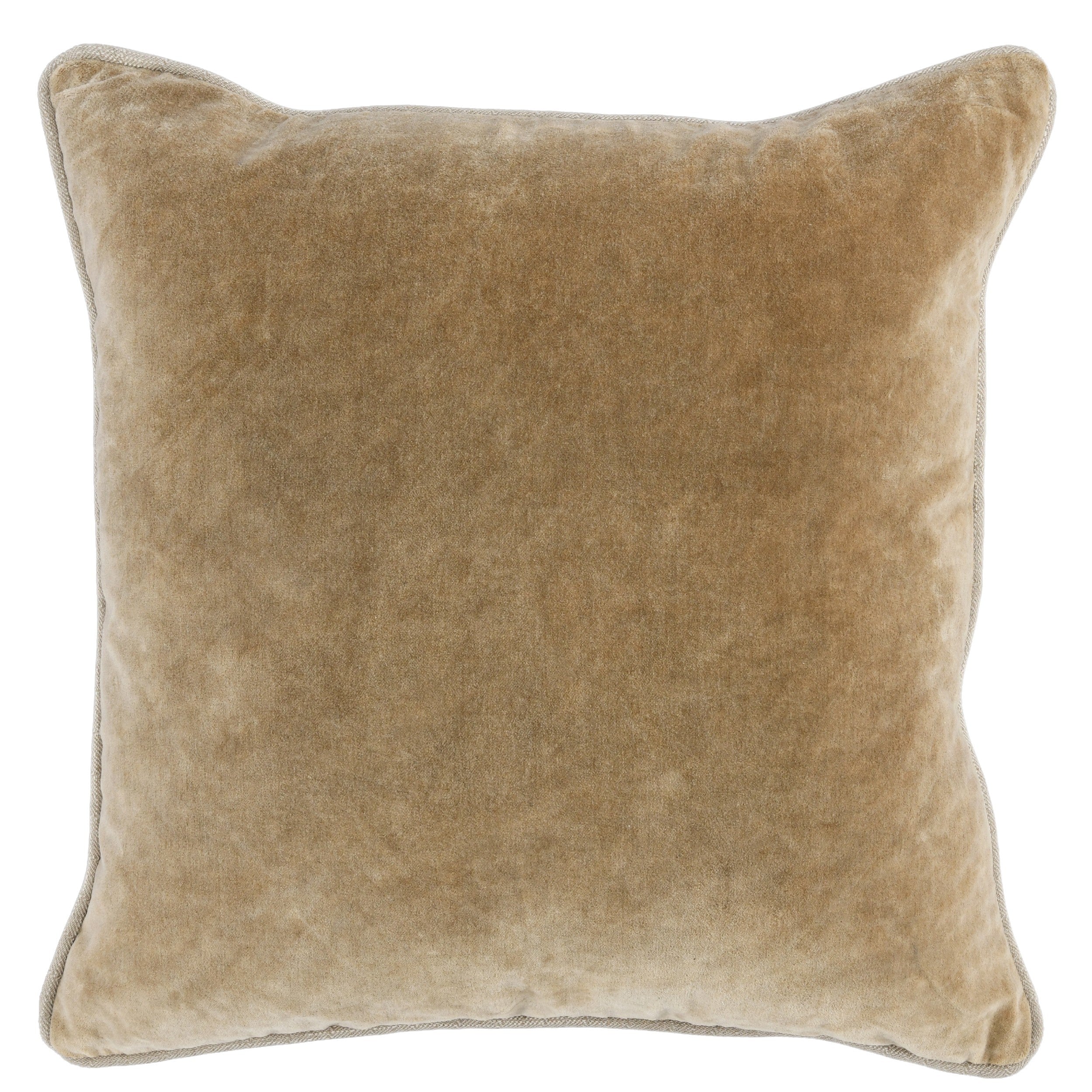 Hillary 18 Inch Square Velvet Decorative Throw Pillow Welt Cord Yellow-zoom-1