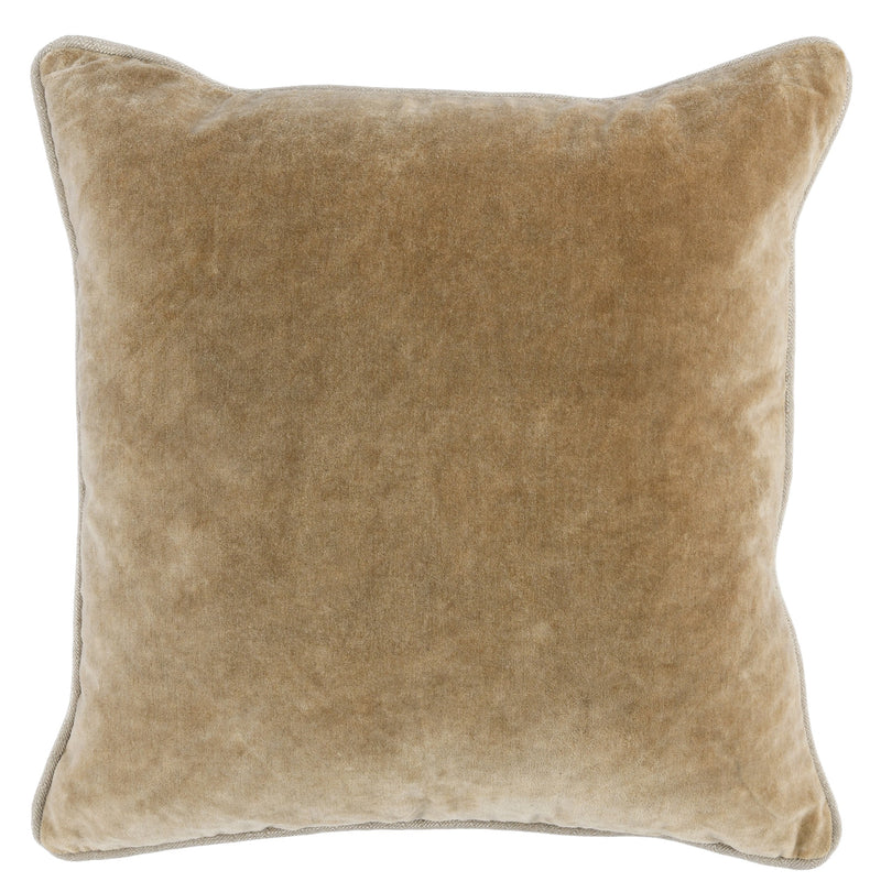 Hillary 18 Inch Square Velvet Decorative Throw Pillow Welt Cord Yellow-zoom-