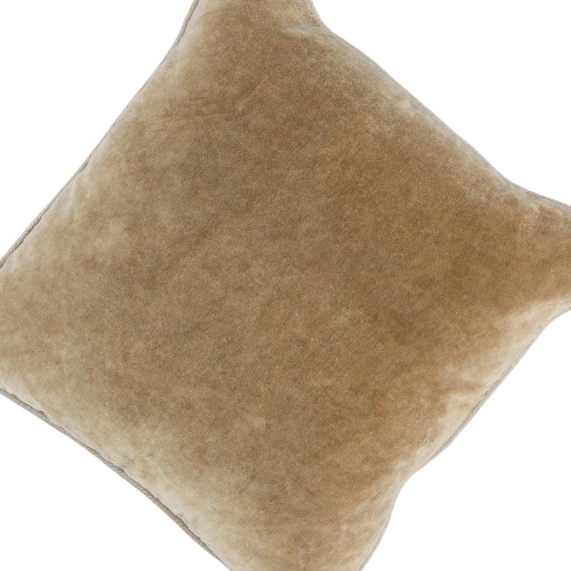 Hillary 18 Inch Square Velvet Decorative Throw Pillow Welt Cord Yellow-zoom-