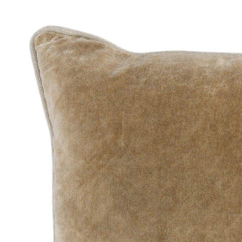Hillary 18 Inch Square Velvet Decorative Throw Pillow Welt Cord Yellow-zoom-