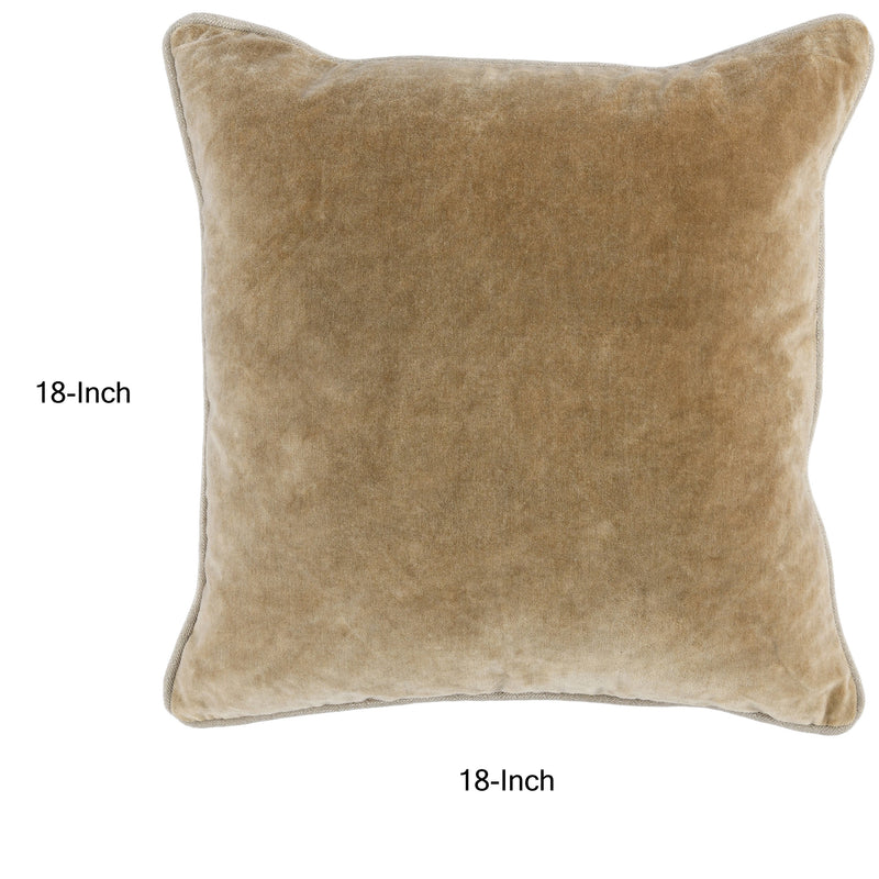 Hillary 18 Inch Square Velvet Decorative Throw Pillow Welt Cord Yellow-zoom-