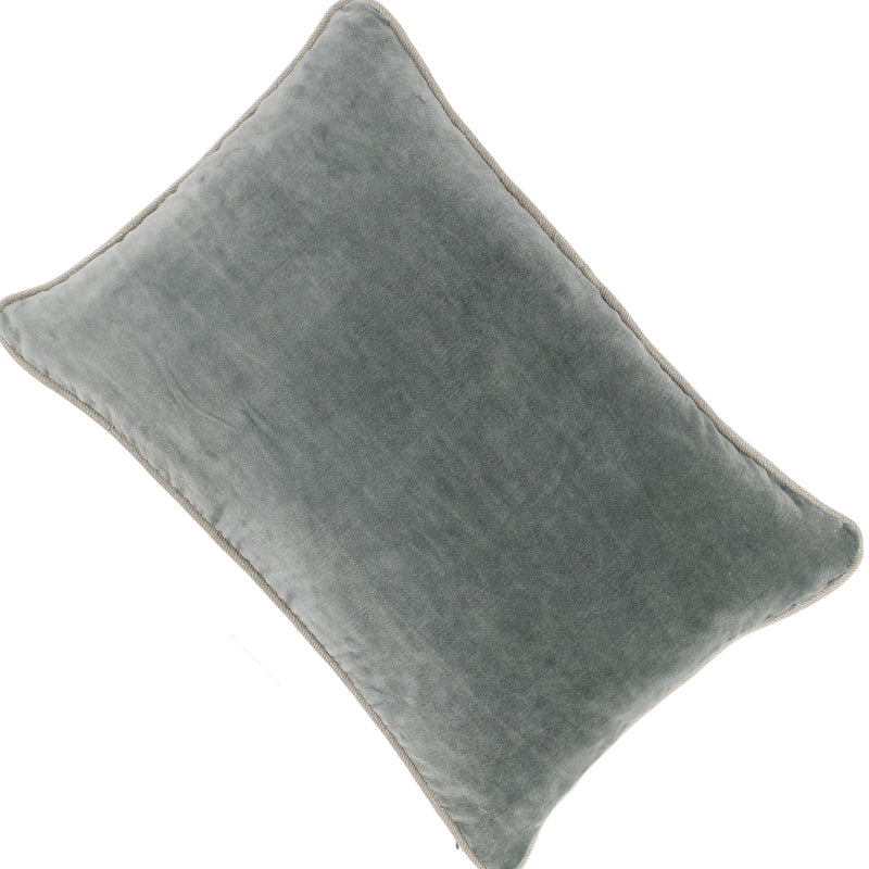 Hillary 20 Inch Velvet Welt Decorative Lumbar Throw Pillow Sage Green-zoom-