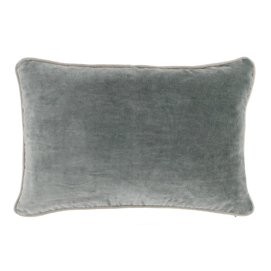 Hillary 20 Inch Velvet Welt Decorative Lumbar Throw Pillow Sage Green