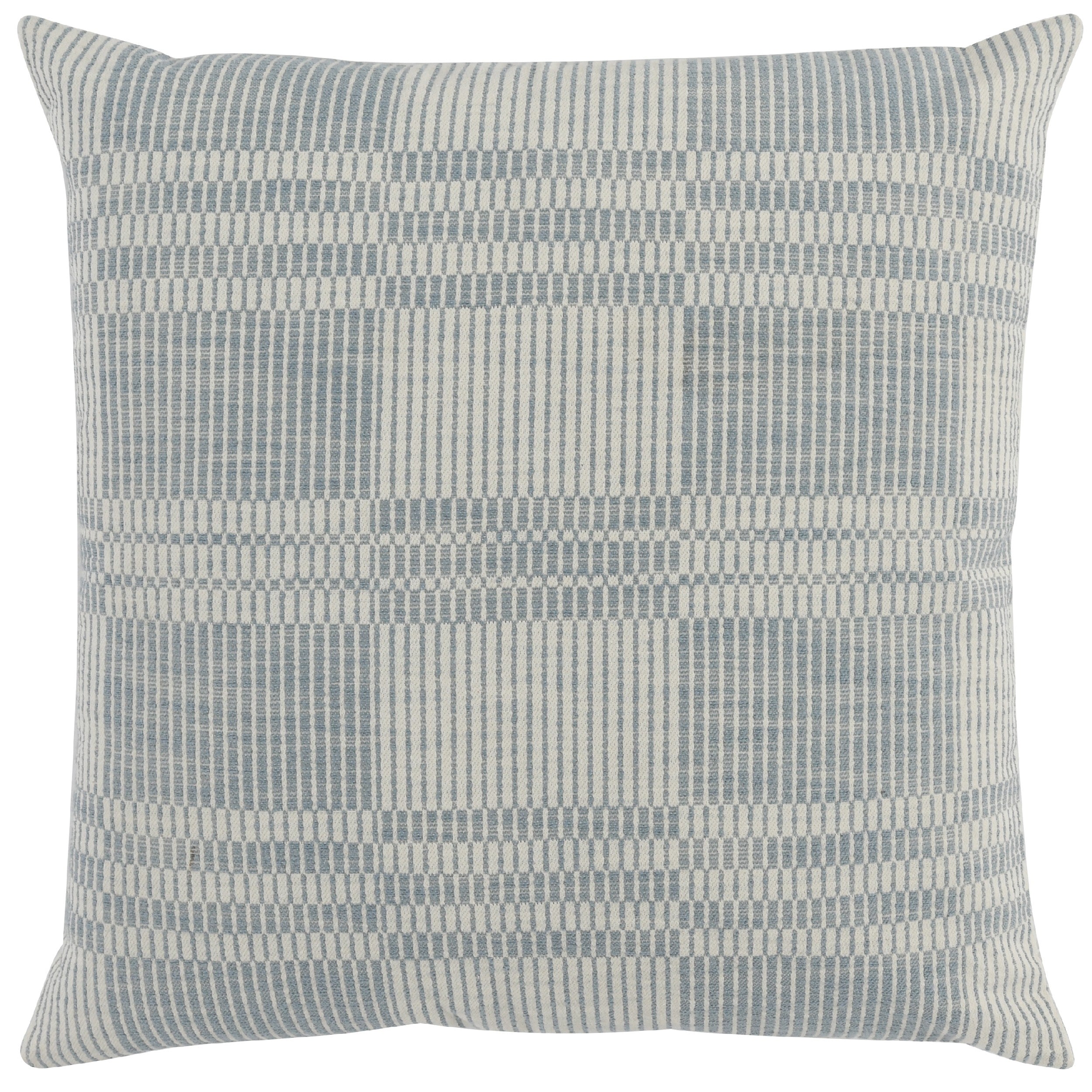 Drake 22 Inch Square Cotton Decorative Throw Pillow Plaid Sandy Blue