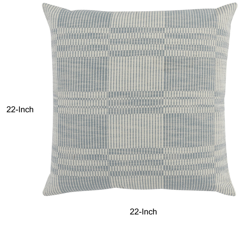 Drake 22 Inch Square Cotton Decorative Throw Pillow Plaid Sandy Blue-zoom-